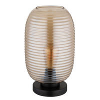 TISCHLEUCHTE 20/34,5 cm   - Bernsteinfarben/Schwarz, Basics, Glas/Kunststoff (20/34,5cm) - Globo