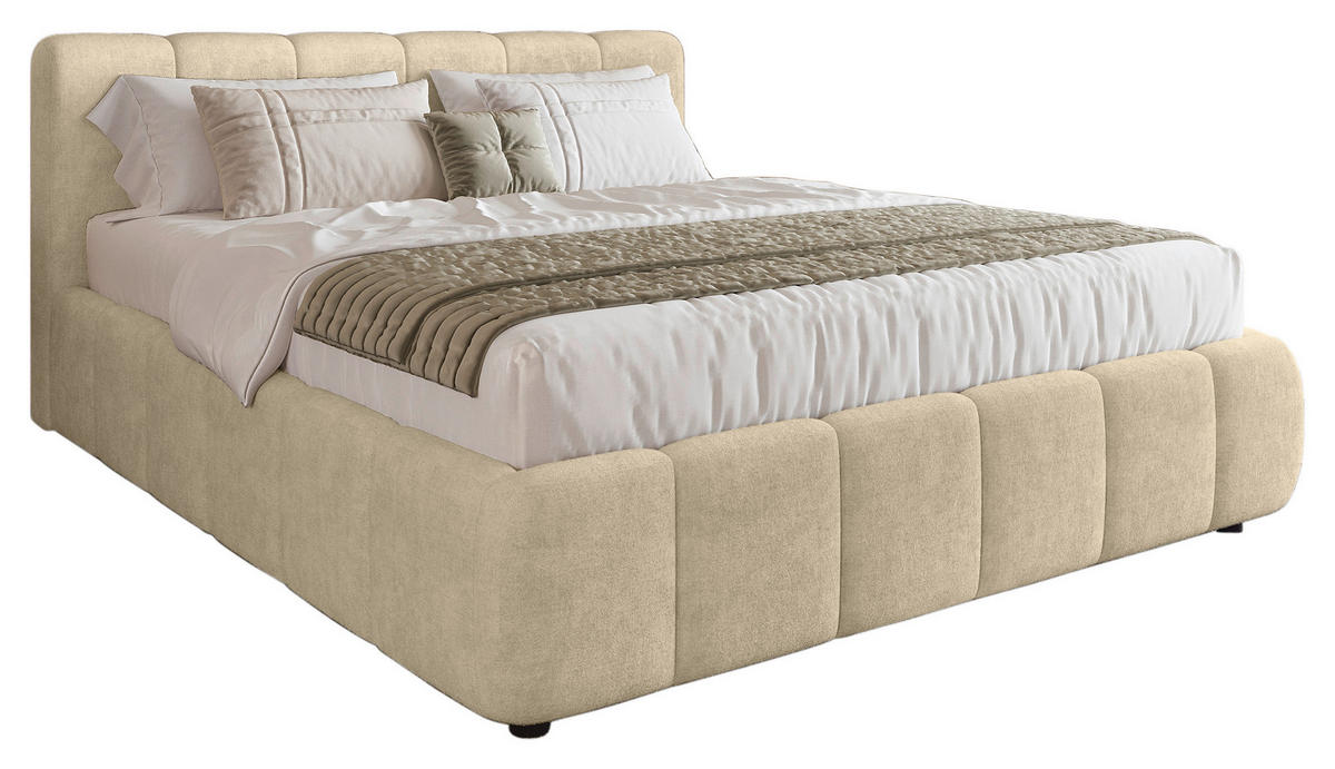 POLSTERBETT 180/200 cm  Ecru  - Ecru/Schwarz, Konventionell, Holz/Kunststoff (180/200cm) - Carryhome