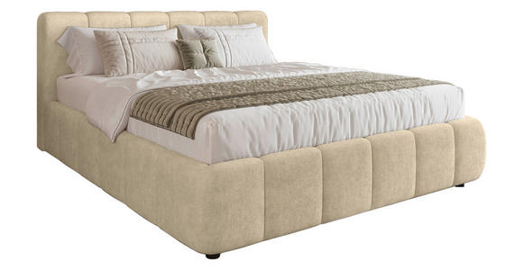 POLSTERBETT Lattenrost, Bettkasten Ecru 160/200 cm  - Ecru/Schwarz, KONVENTIONELL, Holz/Kunststoff (160/200cm) - Carryhome