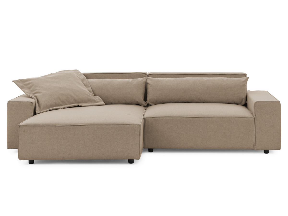ECKSOFA Curduroy in Webstoff Hellbraun Rückenkissen  251/142 cm  - Hellbraun/Schwarz, Design, Kunststoff/Textil (251/142cm) - P & B