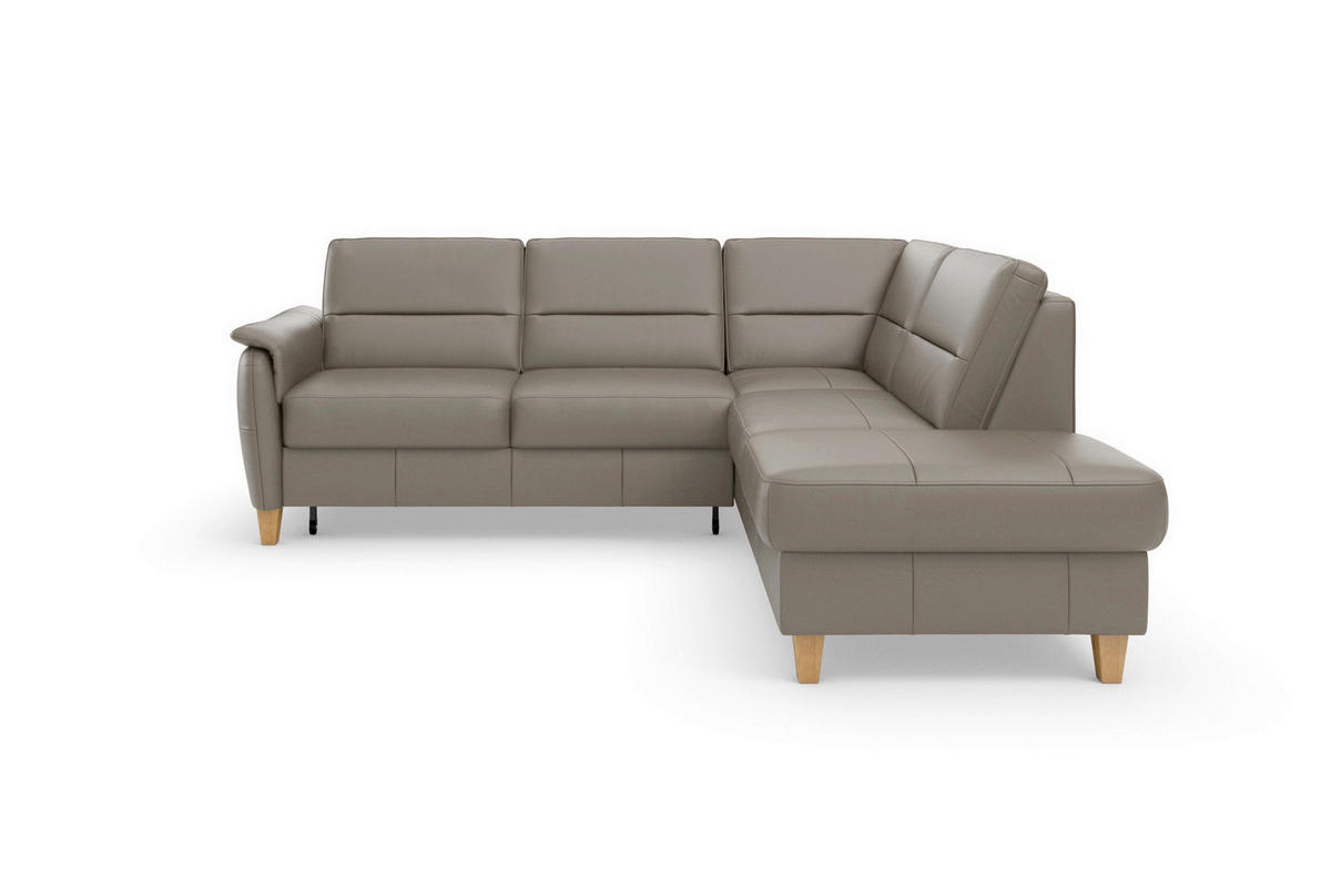 ROHOVÁ SEDAČKA, textil, kůže, šedá - šedá/barvy dubu, Basics, dřevo/textil (236/212cm) - Sit & More