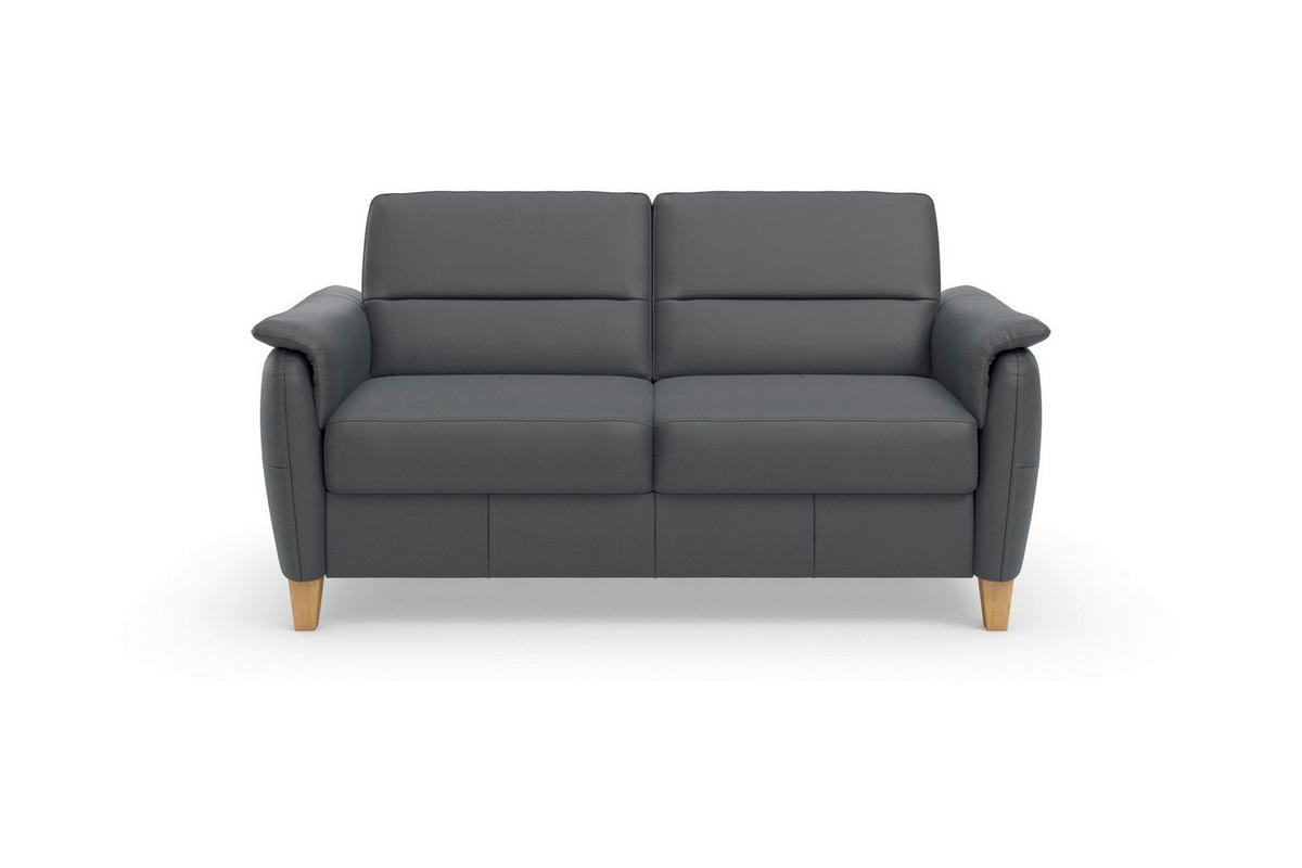 3-SITZER-SOFA PALMERA E Echtleder Schwarz  - Eichefarben/Schwarz, Basics, Leder/Holz (179/89/89cm) - Sit & More