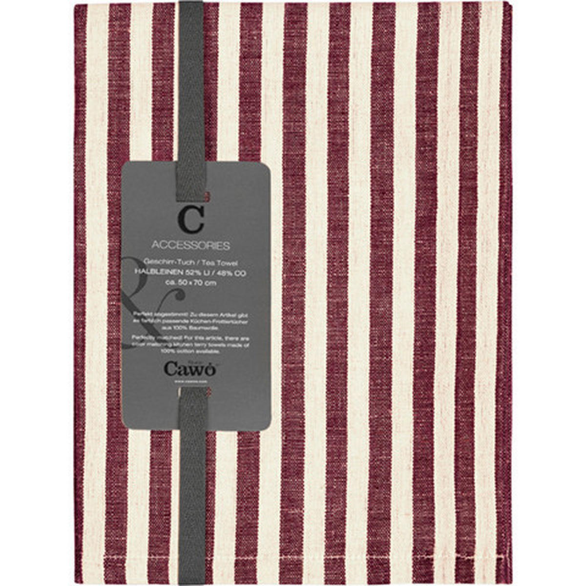 GESCHIRRTUCH Naturfarben, Dunkelrot  - Naturfarben/Dunkelrot, Basics, Textil (50/70cm) - Cawoe