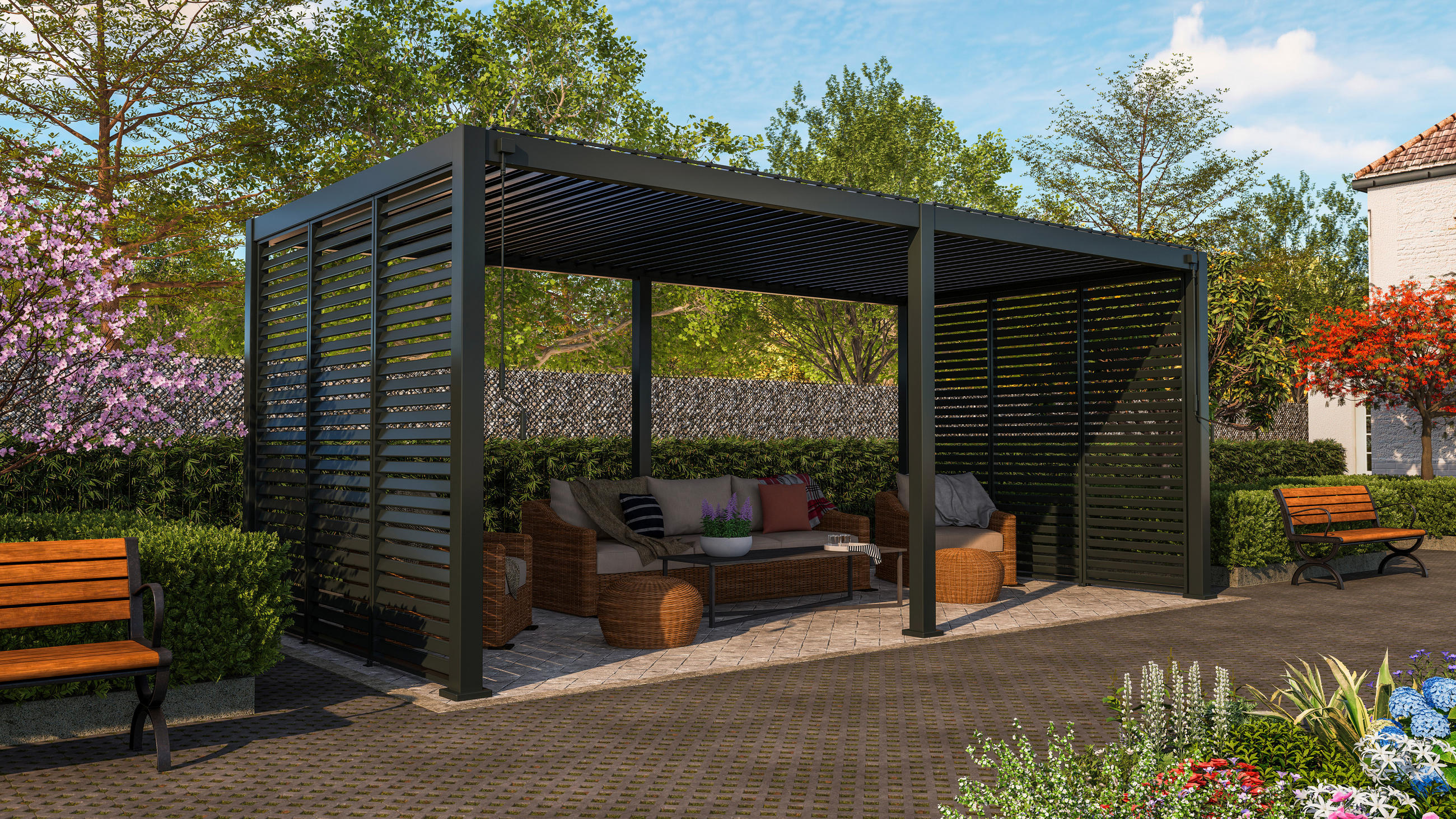 PERGOLA 600/250/300 cm Aluminium  - Anthrazit, MODERN, Metall (600/250/300cm) - Gardenson