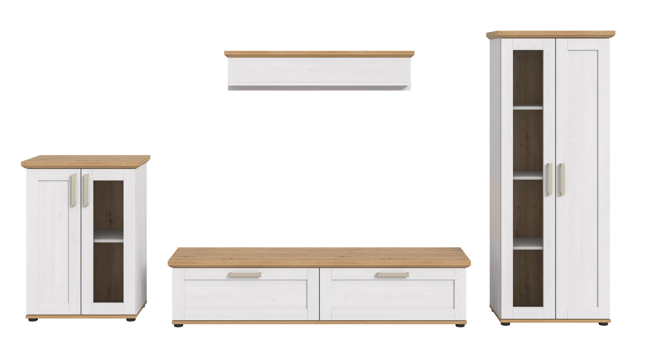 Ansamblu Mobilier Camera De Z, 4 piese, alb, stejar Artisan, 316/161/40 cm