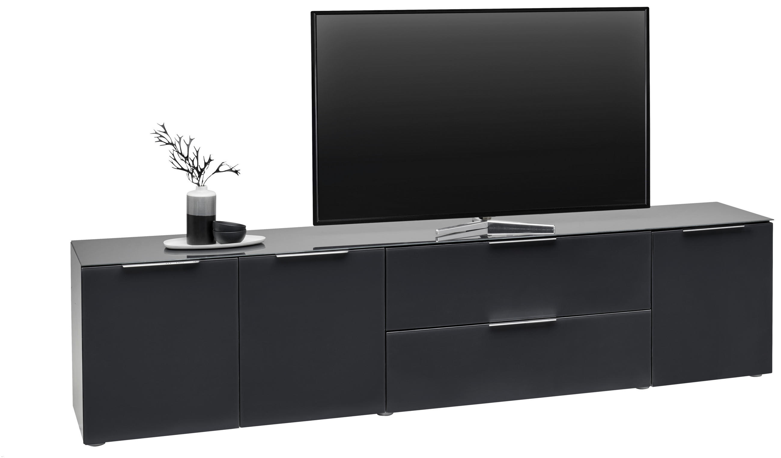 LOWBOARD  in 225/54/42 cm  - Anthrazit/Alufarben, Design, Glas/Holzwerkstoff (225/54/40,5cm) - Voleo