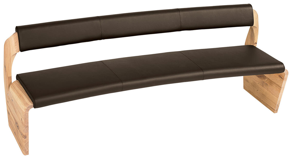 SITZBANK 227/84/70 cm  in Braun, Eichefarben  - Eichefarben/Braun, Natur, Leder/Holz (227/84/70cm) - Voglauer