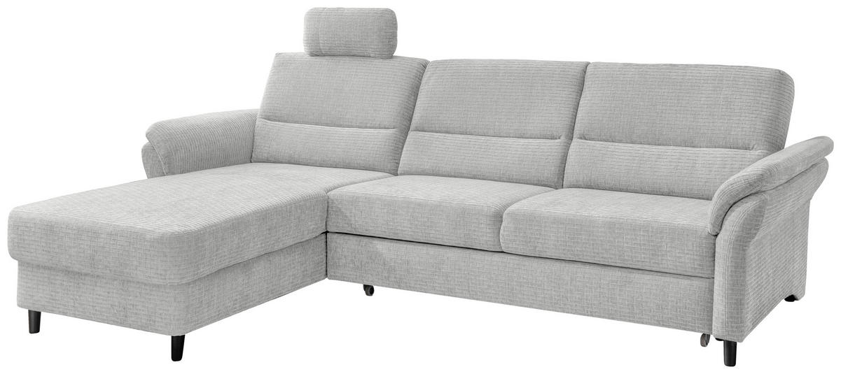 ECKSOFA in Mikrofaser Weiss  - Weiss/Schwarz, Modern, Holz/Textil (176/279cm) - Livetastic