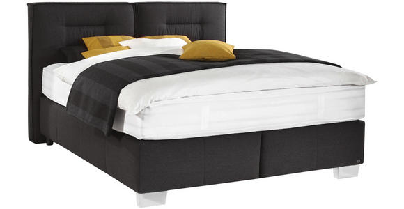BOXSPRINGBETT 180/200 cm in Schwarz - Alufarben/Schwarz, KONVENTIONELL, Textil/Metall (180/200cm) - Dieter Knoll