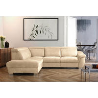 ECKSOFA Beige Mikrofaser Rücken echt, Relaxfunktion, Kopfteilverstellung  - Chromfarben/Beige, Design, Textil/Metall (238/276cm) - Livetastic