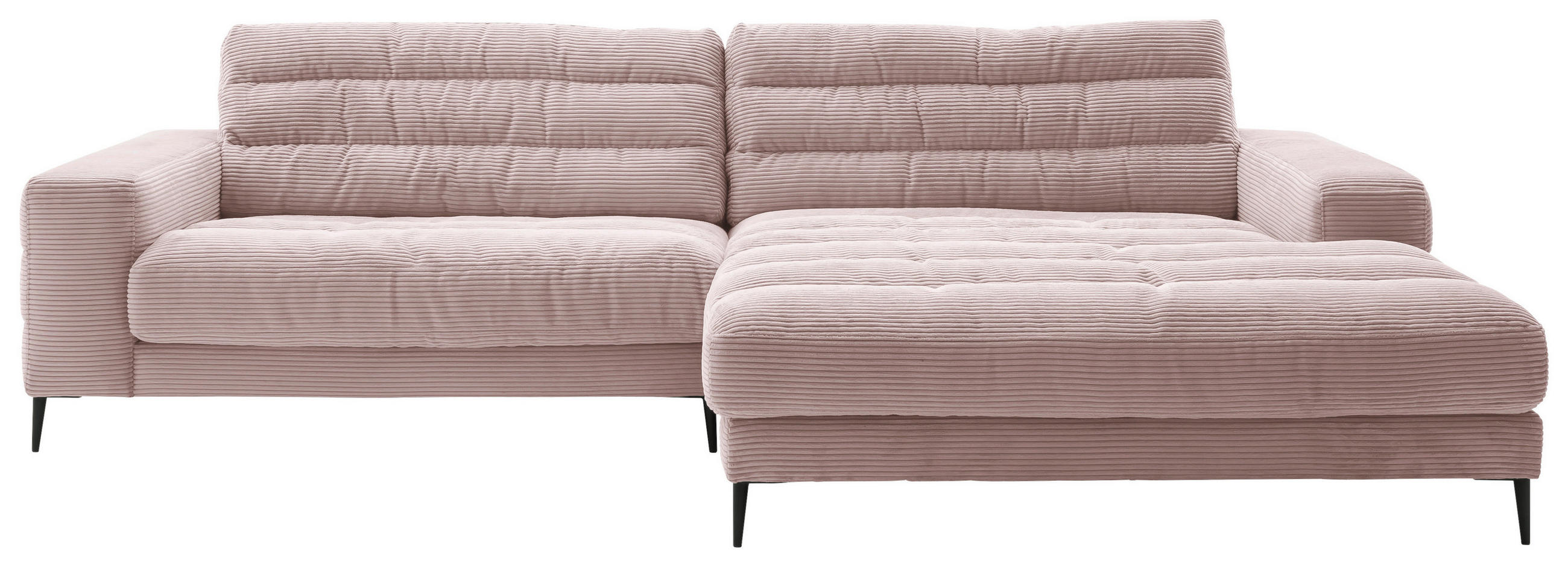 ECKSOFA Badia Rosa Cord  - Schwarz/Rosa, Design, Textil/Metall (296/207cm) - Dieter Knoll