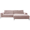 ECKSOFA Badia Rosa Cord  - Schwarz/Rosa, Design, Textil/Metall (296/207cm) - Dieter Knoll
