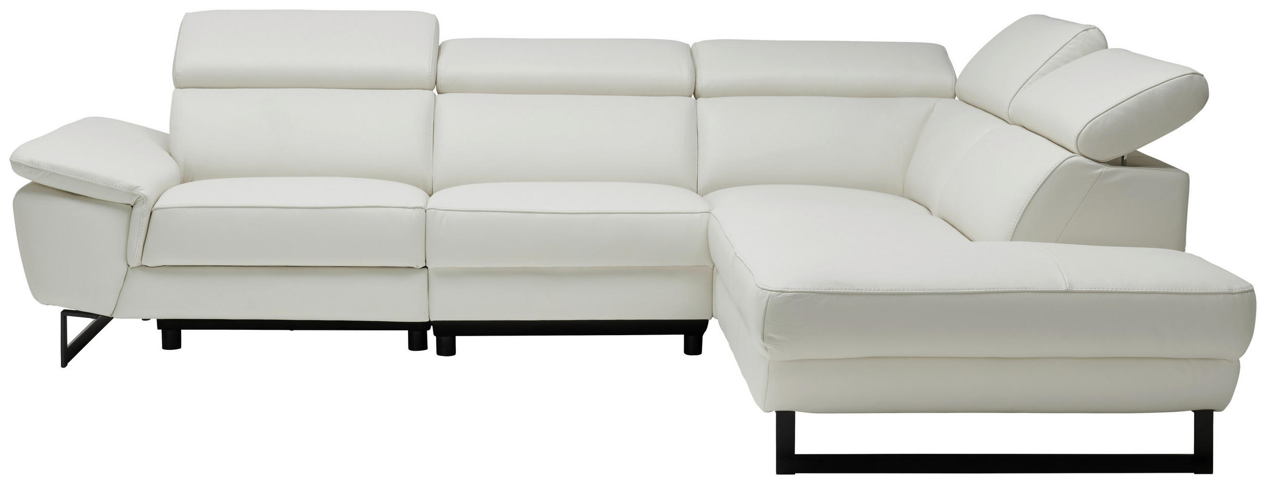 ECKSOFA Weiß Echtleder  - Schwarz/Weiß, Design, Leder/Metall (281/225cm) - Celina Home