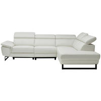 ECKSOFA Weiß Echtleder  - Schwarz/Weiß, Design, Leder/Metall (281/225cm) - Celina Home