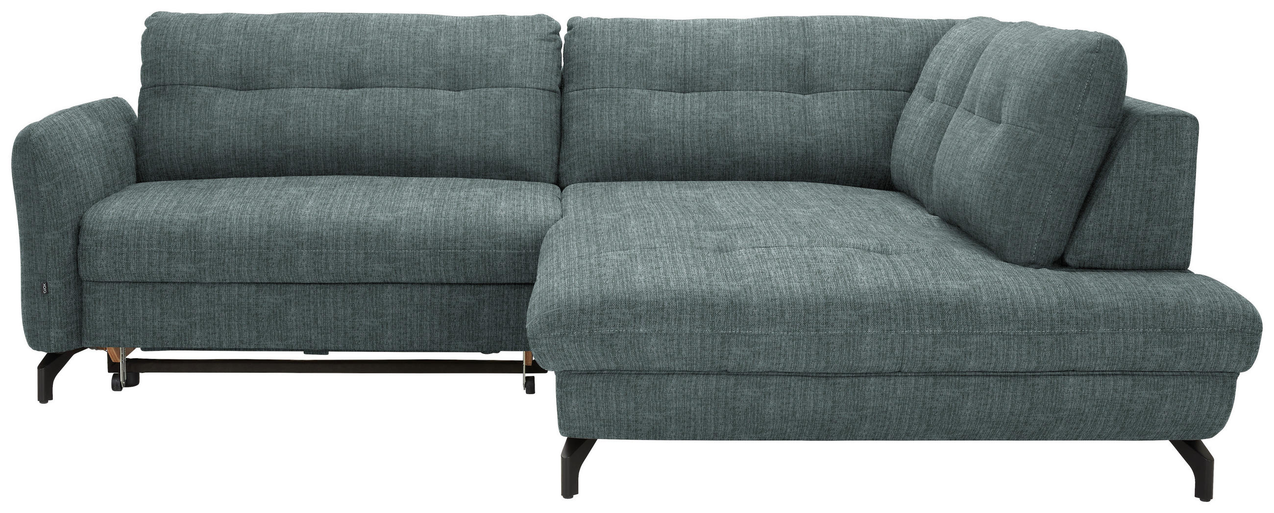 ECKSOFA in Flachgewebe, Leinenoptik Blau  - Blau/Schwarz, Design, Textil/Metall (247/208cm) - Xora