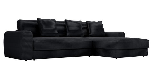 ECKSOFA in Cord Schwarz 302/182 cm - Schwarz, MODERN, Kunststoff/Textil (302/182cm) - Carryhome
