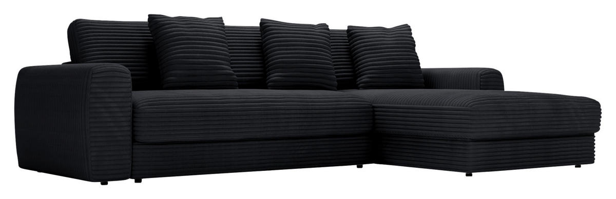 ECKSOFA in Cord Schwarz  302/182 cm  - Schwarz, MODERN, Kunststoff/Textil (302/182cm) - Carryhome