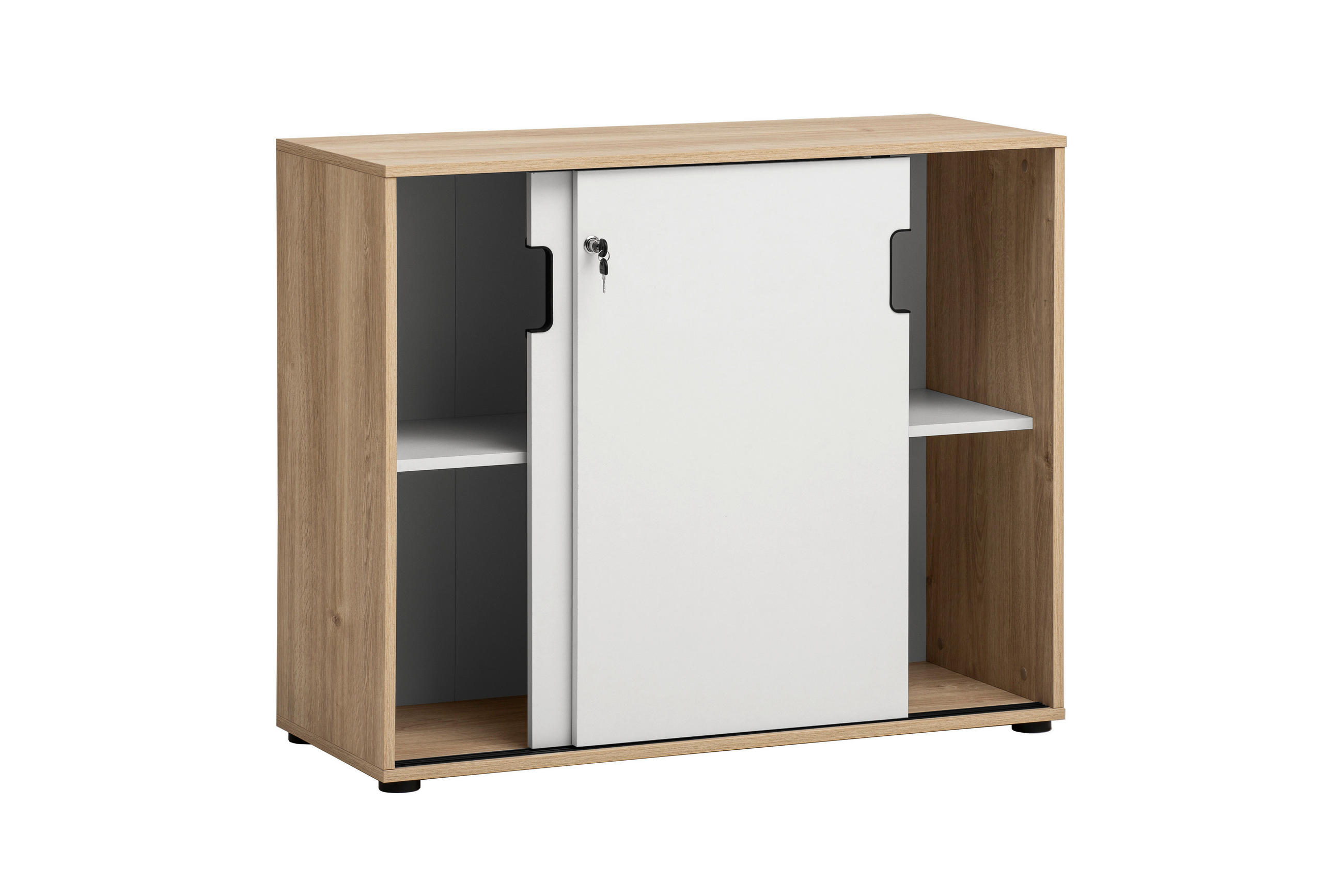 AKTENSCHRANK Weiß, Eichefarben  - Eichefarben/Weiß, MODERN, Holzwerkstoff (100,1/83,6/41cm) - MID.YOU