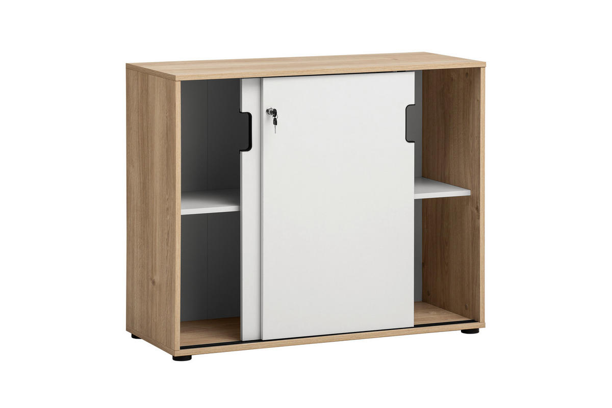 AKTENSCHRANK Weiß, Eichefarben  - Eichefarben/Weiß, MODERN, Holzwerkstoff (100,1/83,6/41cm) - MID.YOU
