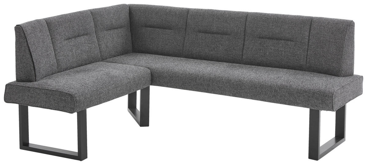 ECKBANK in Metall, Textil Graphitfarben  - Schwarz/Graphitfarben, Design, Textil/Metall (142/182cm) - Valdera