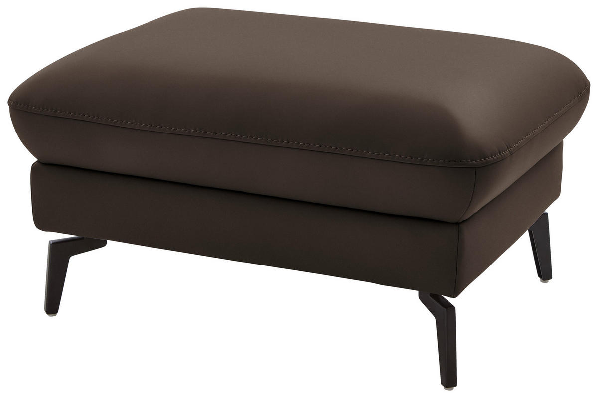 ECKSOFA in Echtleder Dunkelbraun  - Dunkelbraun/Schwarz, Natur, Leder/Metall (168/281cm) - Valdera