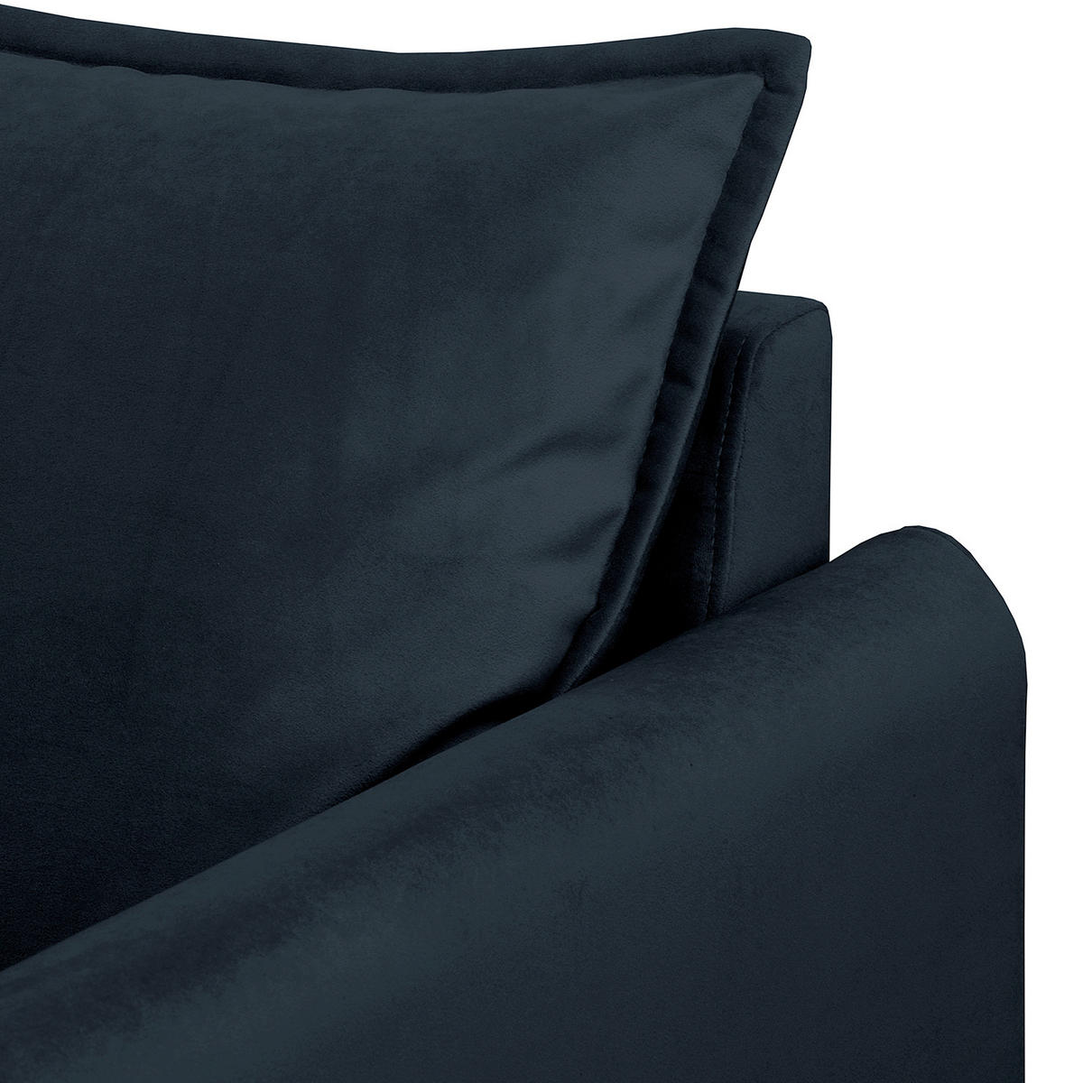 3-SITZER-SOFA JULI Samt Dunkelblau  - Schwarz/Dunkelblau, Design, Holz/Textil (203/86/100cm) - P & B