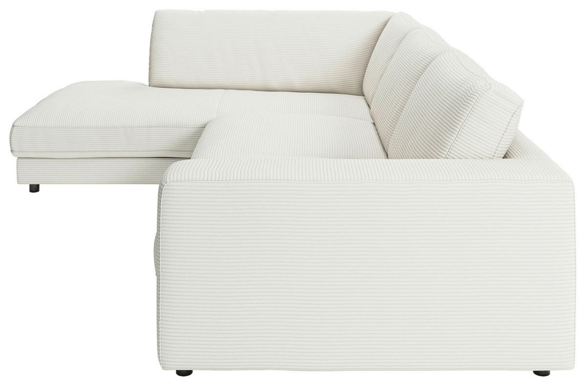 ECKSOFA in Cord Hellgrau  - Hellgrau/Schwarz, Design, Kunststoff/Textil (224/325cm) - Pure Home Lifestyle