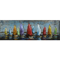 KOVINSKA SLIKA  90/30 cm   - lila/modra, Trend, kovina (90/30cm) - Monee