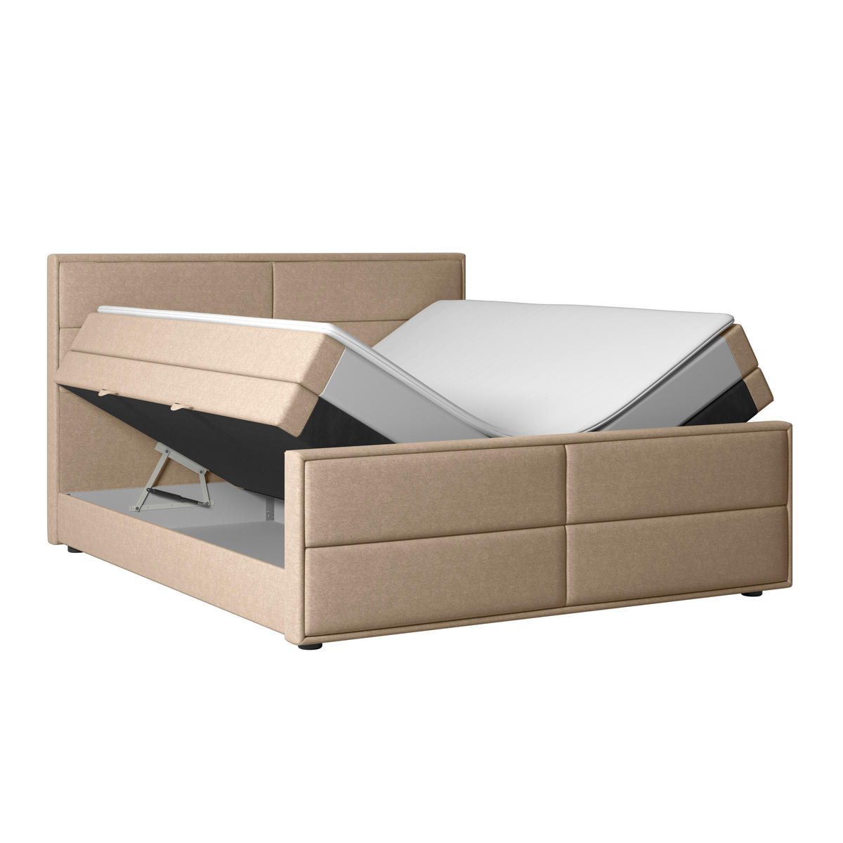 BOXSPRINGBETT 180/200 cm  in Naturfarben  - Schwarz/Naturfarben, Modern, Karton/Holz (180/200cm) - MID.YOU