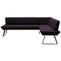 ECKBANK 243/163 cm Webstoff Schwarz, Eichefarben Eiche massiv Metall   - Eichefarben/Schwarz, Design, Holz/Textil (243/163cm) - Voleo