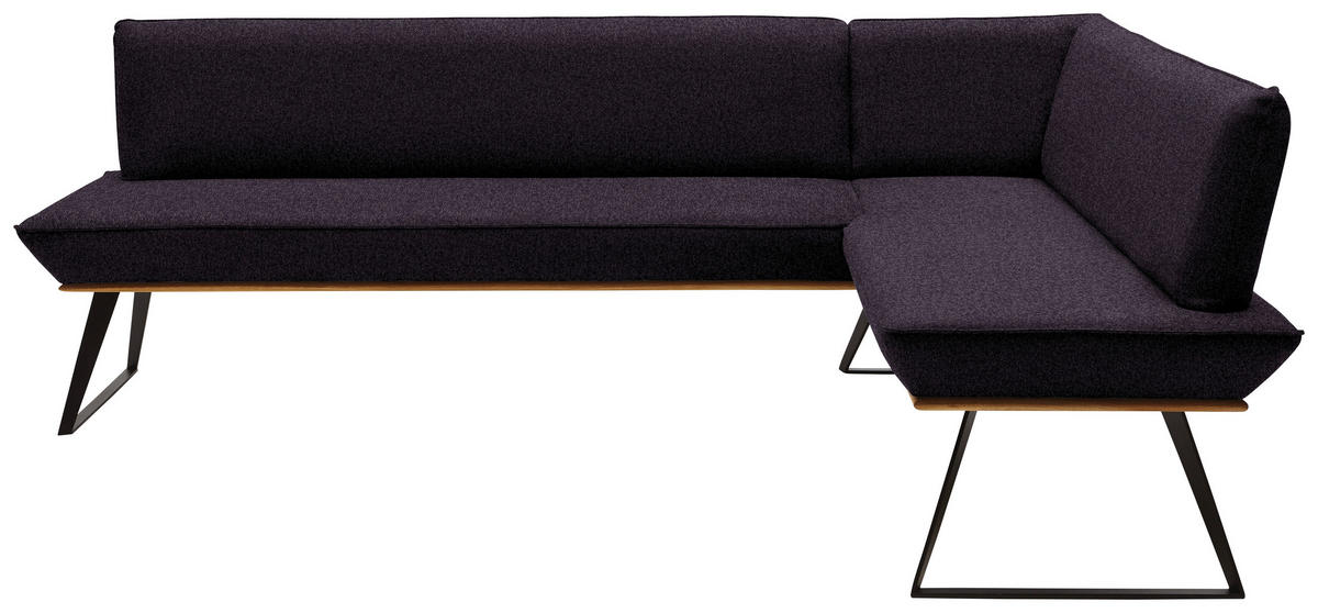 ECKBANK 243/163 cm Webstoff Schwarz, Eichefarben Eiche massiv Metall   - Eichefarben/Schwarz, Design, Holz/Textil (243/163cm) - Voleo