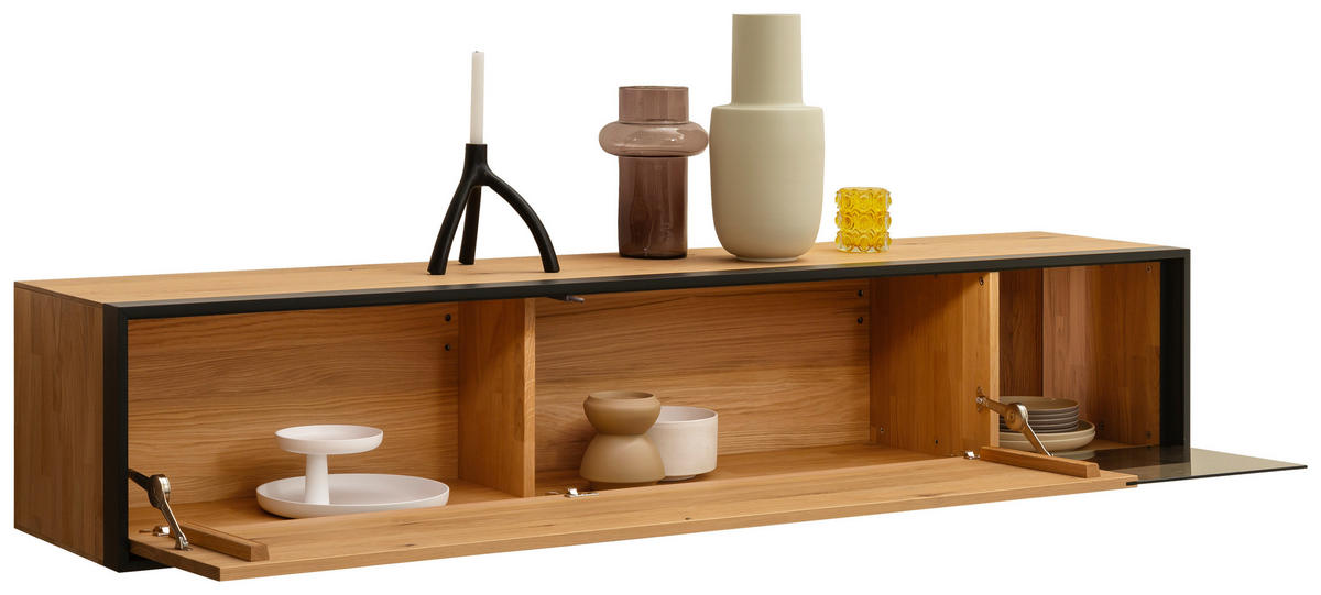 HÄNGELOWBOARD Anthrazit, Eichefarben  202/39/42 cm  - Eichefarben/Anthrazit, Design, Glas/Holz (202/39/42cm) - Schöner Wohnen
