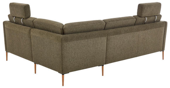 ECKSOFA Olivgrün Flachgewebe - Eichefarben/Olivgrün, Design, Holz/Textil (189/236cm) - Valnatura