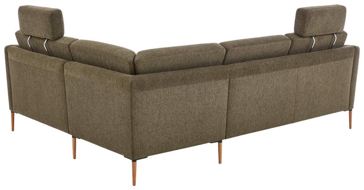 ECKSOFA in Flachgewebe Olivgrün  189/236 cm  - Eichefarben/Olivgrün, Design, Holz/Textil (189/236cm) - Valnatura
