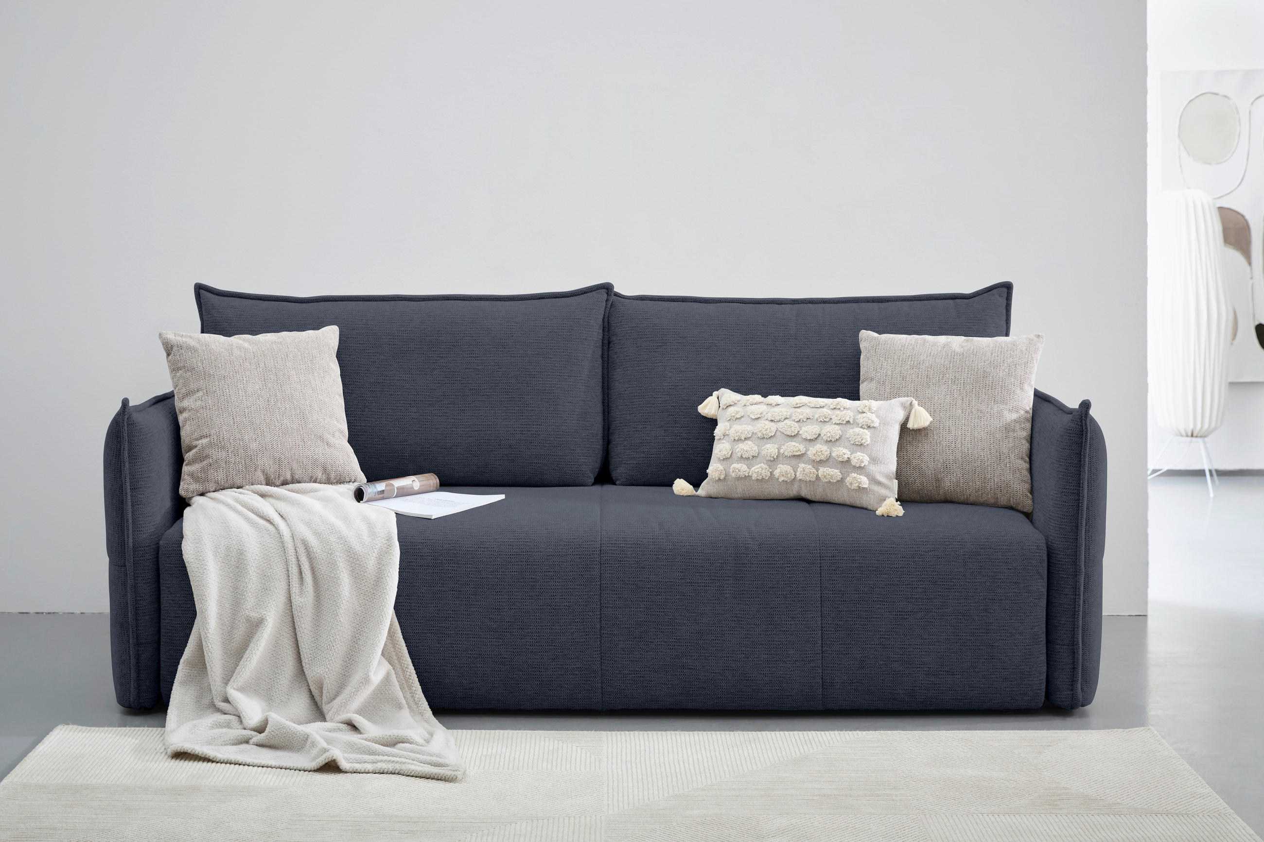 SCHLAFSOFA in Webstoff Dunkelblau  - Schwarz/Dunkelblau, KONVENTIONELL, Kunststoff/Textil (224/90/107cm) - Carryhome