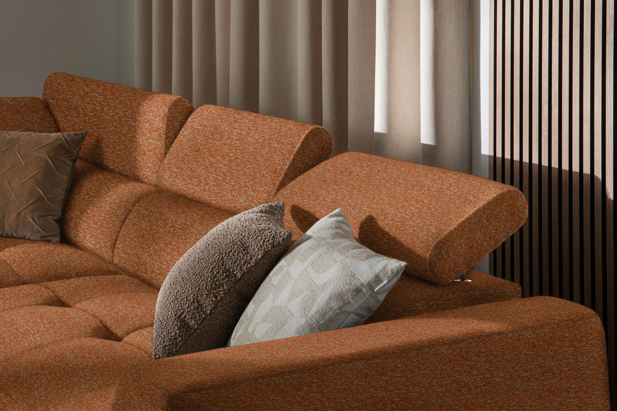 ECKSOFA in Struktur Rostfarben  205/284 cm  - Rostfarben/Schwarz, Design, Kunststoff/Textil (205/284cm) - Xora
