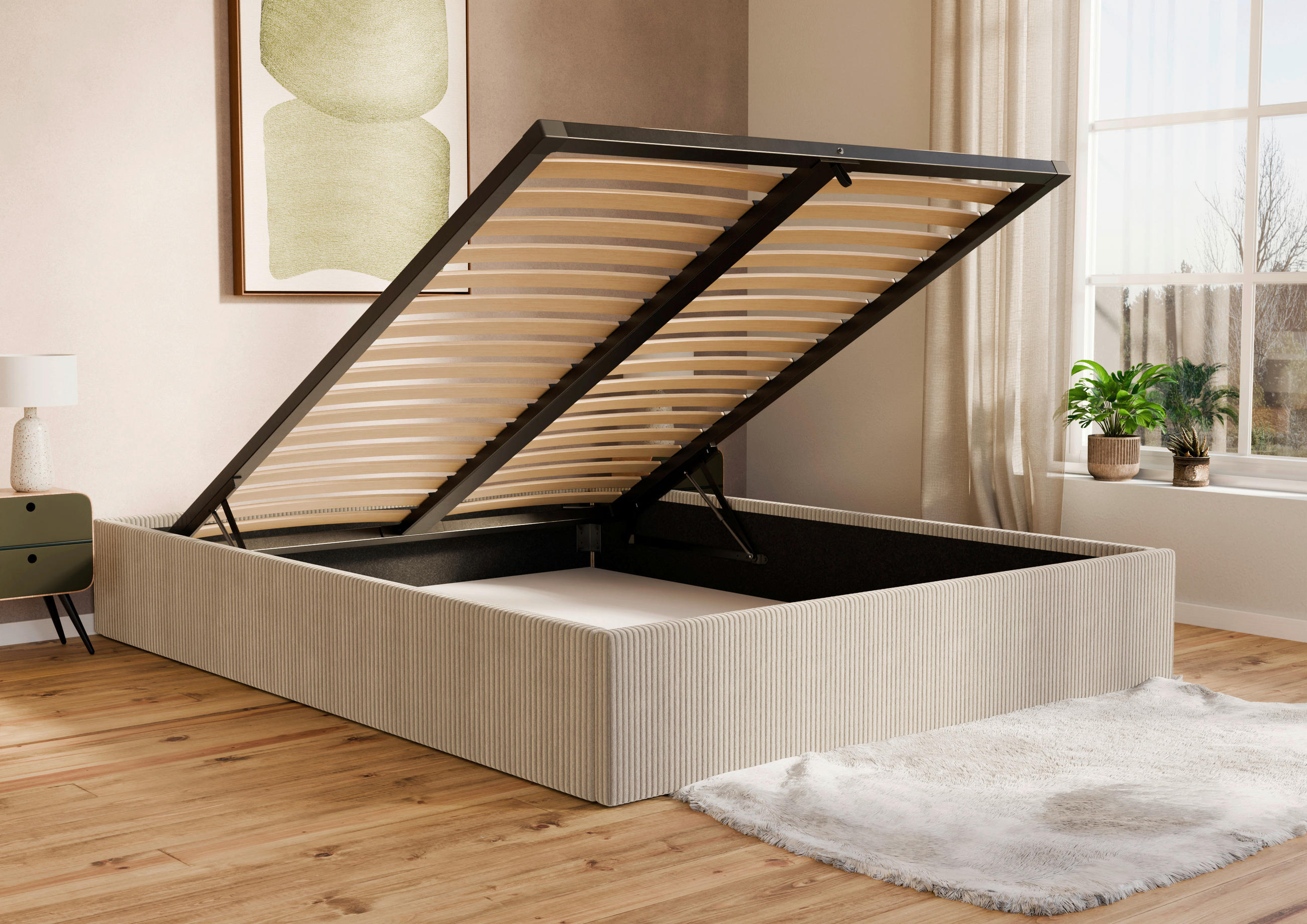 POLSTERBETT Bettkasten, Lattenrost 140/200 cm  in Cappuccino  - Schwarz/Cappuccino, Design, Holz/Textil (140/200cm) - Boxxx