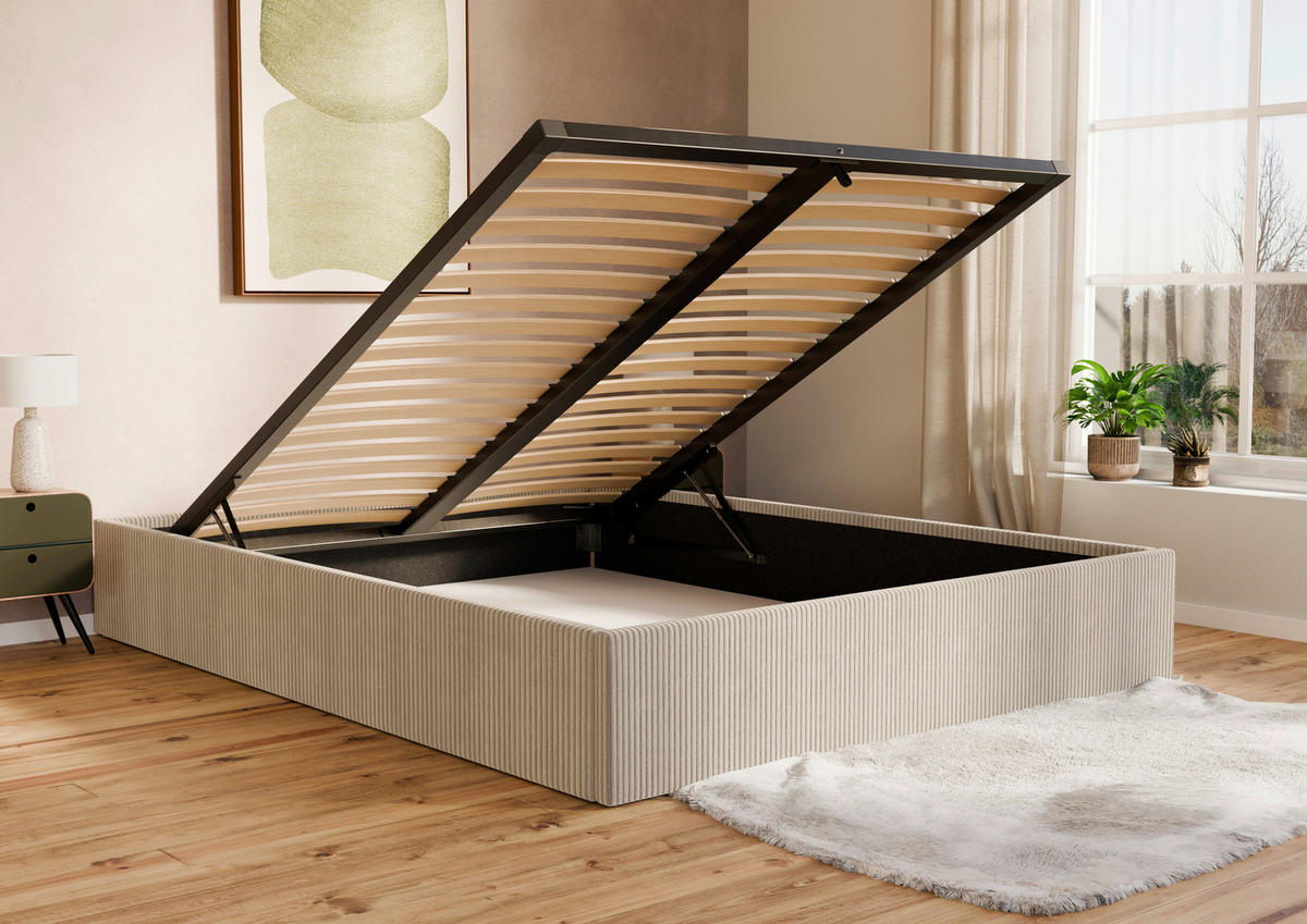 POLSTERBETT Bettkasten, Lattenrost 160/200 cm  in Cappuccino  - Schwarz/Cappuccino, Design, Holz/Textil (160/200cm) - Boxxx