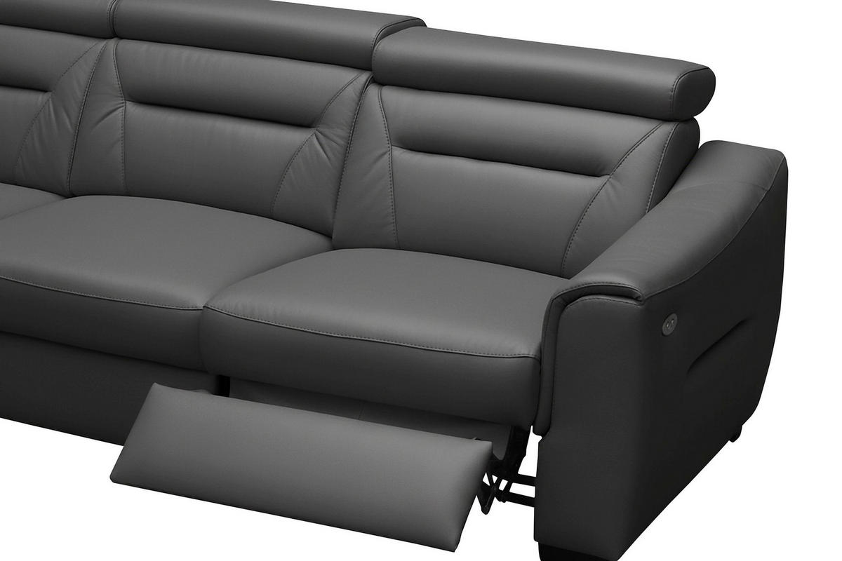 ECKSOFA Lederlook Echtleder Anthrazit  - Wengefarben/Anthrazit, Design, Leder/Holz (260/260cm) - Celina Home