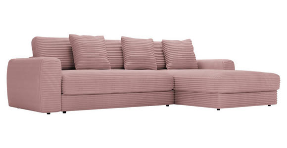 ECKSOFA Altrosa Cord - Schwarz/Altrosa, MODERN, Kunststoff/Textil (302/182cm) - Carryhome