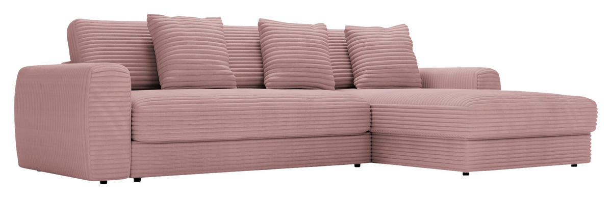ECKSOFA in Cord Altrosa  302/182 cm  - Schwarz/Altrosa, MODERN, Kunststoff/Textil (302/182cm) - Carryhome
