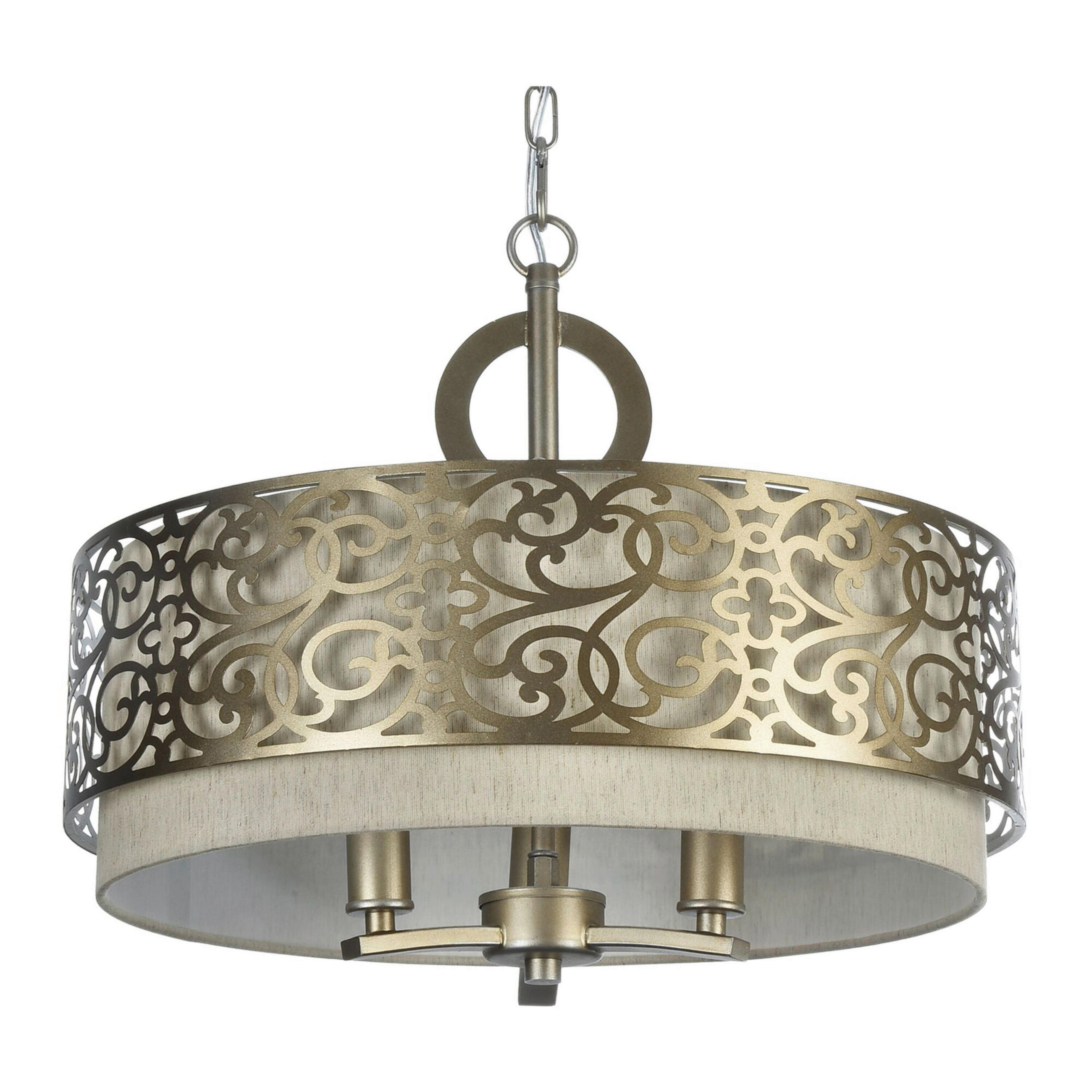 PENDELLEUCHTE 46,4/39/46,4 cm  - Messingfarben, Basics, Textil/Metall (46,4/39/46,4cm) - MAYTONI