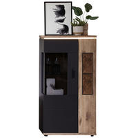 HIGHBOARD  in 75/146/37 cm  - Eichefarben/Graphitfarben, MODERN, Glas/Holzwerkstoff (75/146/37cm) - Stylife