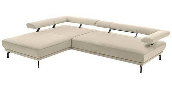 ECKSOFA in Echtleder Creme, Ecru  - Ecru/Creme, Design, Leder/Metall (224/305cm) - Dieter Knoll