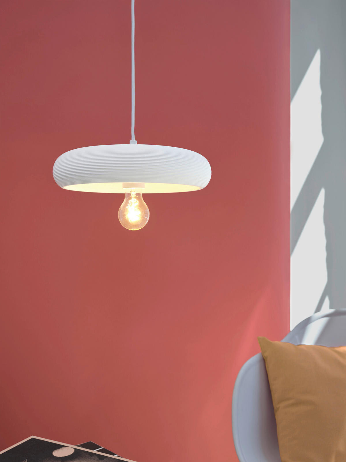 HÄNGELEUCHTE 29.8/113 cm  - Weiß, Basics, Stein/Metall (29.8/113cm) - Osram