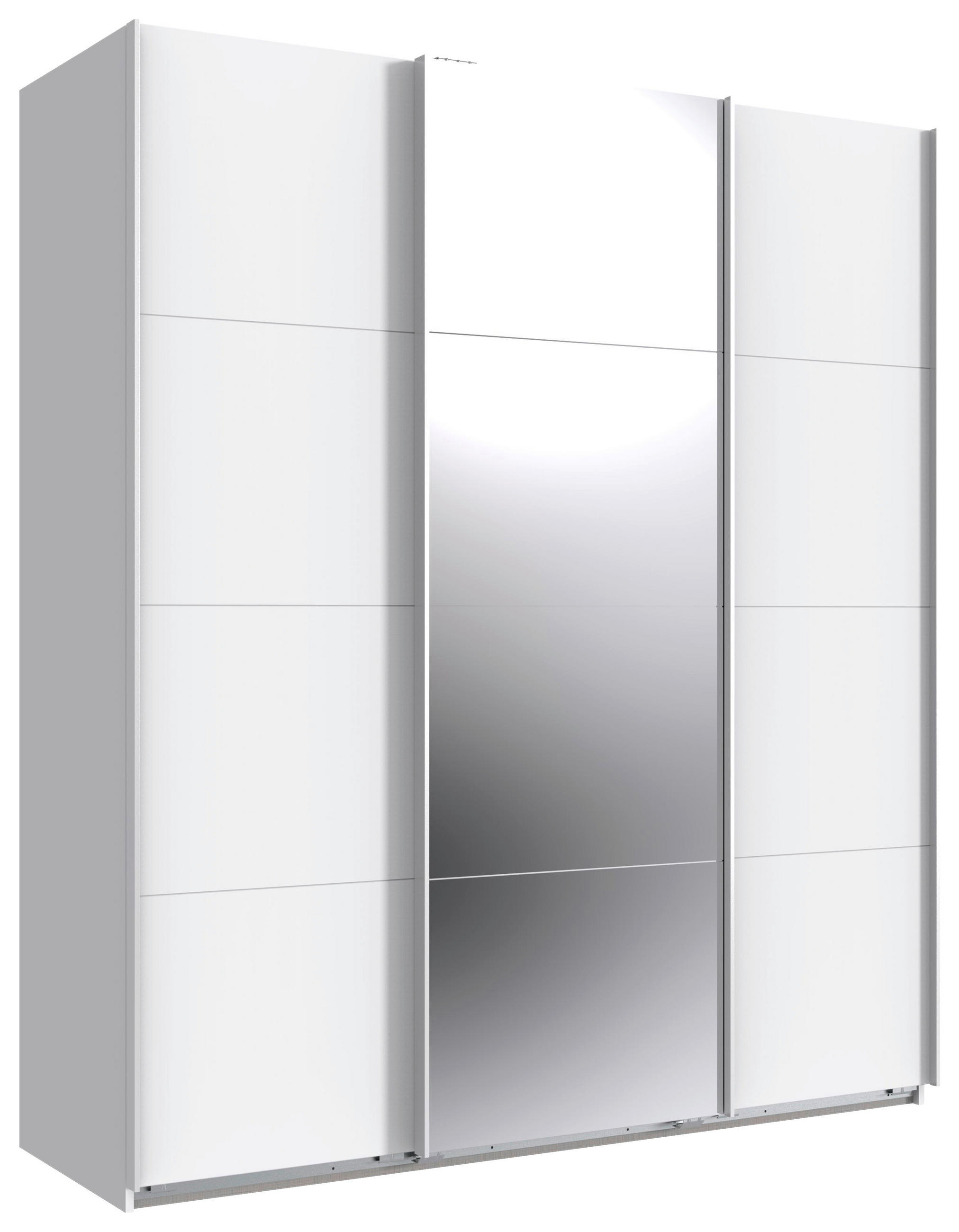 GARDEROB MED SKJUTDÖRRAR 180/208/64 cm 3-dörrar - vit, Klassisk, metall/trämaterial (180/208/64cm) - Carryhome