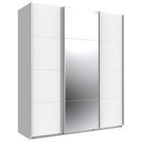 GARDEROB MED SKJUTDÖRRAR 180/208/64 cm 3-dörrar - vit, Klassisk, metall/trämaterial (180/208/64cm) - Carryhome