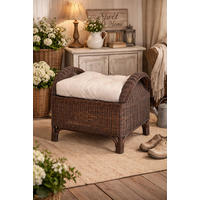 HOCKER Rattan Braun  - Creme/Braun, Natur, Holz/Textil (52/65/50cm) - MID.YOU