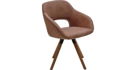 STUHL Mikrofaser Balkeneiche massiv Eichefarben, Schlammfarben - Schlammfarben/Eichefarben, Design, Holz/Textil (63/83/58cm) - Valnatura