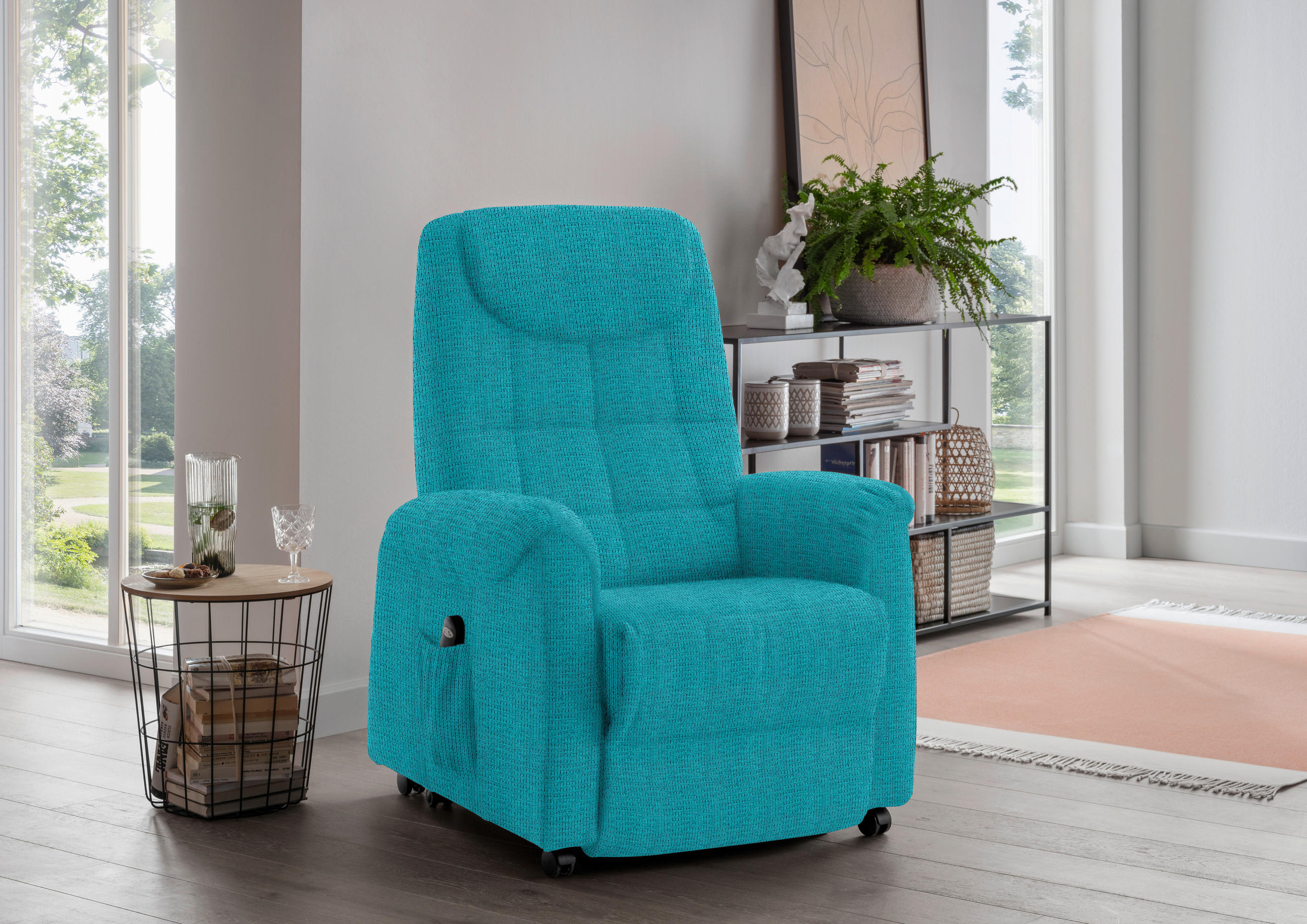 FERNSEHSESSEL  mit Relaxfunktion Mikrofaser Türkis  - Türkis/Schwarz, KONVENTIONELL, Kunststoff/Textil (83/113/92cm) - Xora